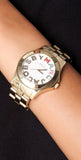 Marc Jacobs Rivera White Dial Yellow Gold Strap Watch for Women - MBM3137