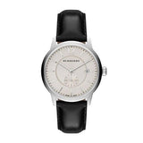 Burberry The Classic Horseferry Beige Dial Black Leather Strap Watch for Men - BU10000