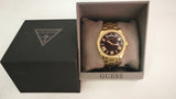 Guess Luna Diamonds Black Dial Gold Steel Strap Watch for Women - GW0307L2