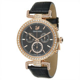 Swarovski Era Journey Chronograph Black Dial Black Leather Strap Watch for Women - 5295320