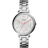 Fossil Jacqueline Multifunction White Dial Silver Steel Strap Watch for Women - ES3738