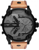 Diesel Mr. Daddy 2.0 Chronograph Grey Dial Brown Leather Strap Watch For Men - DZ7406