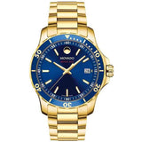 Movado Series 800 Blue Dial Gold Steel Strap Watch For Men - 2600144