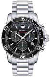 Movado Series 800 Chronograph Black Dial Silver Steel Strap Watch For Men - 2600142