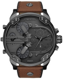 Diesel Mr Daddy Quartz Grey Dial Brown Leather Strap Watch For Men - DZ7413