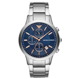 Emporio Armani Renato Chronograph Blue Dial Silver Steel Strap Watch For Men - AR11458