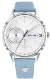 Tommy Hilfiger Brooke Silver Dial Blue Leather Strap Watch for Women - 1782023