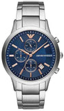 Emporio Armani Renato Chronograph Blue Dial Silver Steel Strap Watch For Men - AR11458