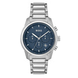 Hugo Boss Trace Chronograph Quartz Blue Dial Silver Steel Strap Watch For Men - 1514007