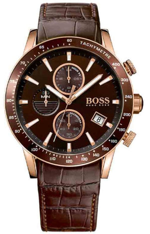 Hugo Boss Rafale Chronograph Brown Dial Brown Leather Strap Watch For Men - 1513392