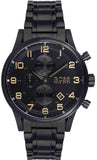 Hugo Boss Aeroliner Black Dial Black Steel Strap Watch for Men - 1513275