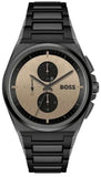 Hugo Boss Steer Chronograph Brown Dial Black Steel Strap Watch For Men - 1514043