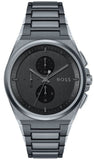 Hugo Boss Steer Chronograph Quartz Grey Dial Grey Steel Strap Watch For Men - 1513996