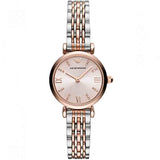 Emporio Armani Gianni T Bar Pink Dial Two Tone Steel Strap Watch For Women - AR11223