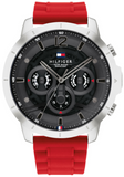 Tommy Hilfiger Luca Chronograph Grey Dial Red Silicone Strap Watch For Men - 1710490