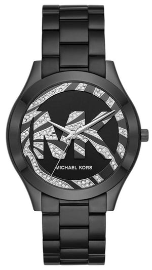 Michael Kors Runway Quartz Black Dial Black Steel Strap Watch For Women - MK4562