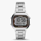 Fossil Retro Digital Silver Dial Silver Steel Strap Watch for Men - FS5844