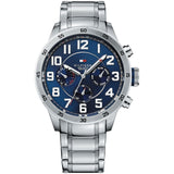 Tommy Hilfiger Trent Chronograph Blue Dial Silver Steel Strap Watch for Men - 1791053