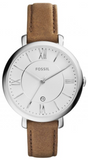 Fossil Jacqueline White Dial Brown Leather Strap Watch for Women - ES3708