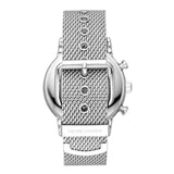 Emporio Armani Luigi Chronograph Quartz Black Dial Silver Mesh Bracelet Watch For Men - AR11429