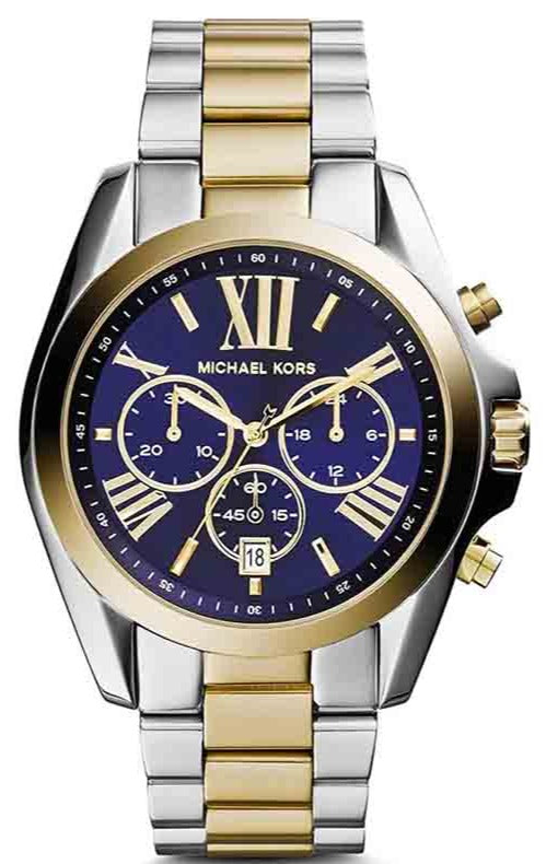 🎁 Michael Kors Bradshaw Blue Dial Two Tone Steel Strap Watch for Women - MK5976 (100% off)