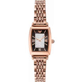 Emporio Armani Gianni T-Bar Analog Crystal Brown Dial Rose Gold Steel Strap Watch For Women - AR11407