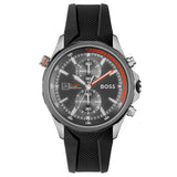 Hugo Boss Globetrotter Grey Dial Black Silicone Strap Watch for Men - 1513931