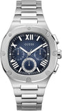 Guess Headliner Multifunction Blue Dial Silver Steel Strap Watch For Men - GW0572G1