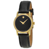 Movado Museum Black Dial Black Leather Strap Watch For Women - 2100006