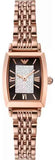 Emporio Armani Gianni T-Bar Analog Crystal Brown Dial Rose Gold Steel Strap Watch For Women - AR11407