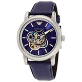 Emporio Armani Luigi Chronograph Blue Dial Black Leather Strap Watch For Men - AR60011