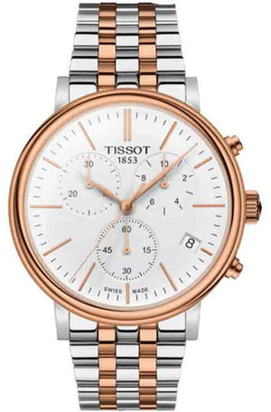 Tissot Carson Premium Chronograph White Dial Silver Steel Strap Watch For Men - T122.417.22.011.00