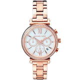 Michael Kors Sofie Chronograph Mother of Pearl White Dial Rose Gold Steel Strap Watch For Women - MK6576