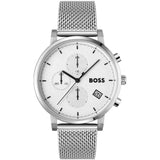 Hugo Boss Skymaster White Dial Silver Mesh Bracelet Watch for Men - 1513933