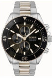 Hugo Boss Ocean Edition Black Dial Two Tone Steel Strap Watch for Men - 1513705