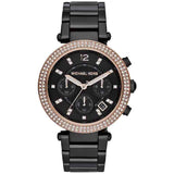 Michael Kors Parker Diamonds Black Dial Black Steel Strap Watch for Women - MK5885