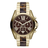 Michael Kors Bradshaw Chronograph Brown Dial Two Tone Steel Strap Watch For Women - MK5696