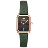 Emporio Armani Gioia Analog Black Mother of Pearl Dial Green Leather Strap Watch For Women - AR11149