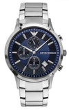 Emporio Armani Renato Chronograph Blue Dial Silver Steel Strap Watch For Men - AR11164