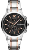 Emporio Armani Renato Chronograph Black Dial Two Tone Steel Strap Watch For Men - AR11165