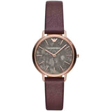 Emporio Armani Quartz Grey Dial Brown Leather Strap Watch For Women - AR11172