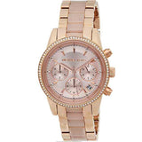 Michael Kors Ritz Chronograph Rose Gold Dial Two Tone Steel Strap Watch for Women - MK6307