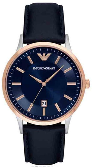 Emporio Armani Renato Analog Blue Dial Blue Leather Strap Watch For Men - AR11188