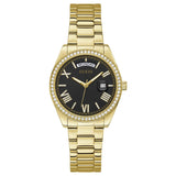 Guess Luna Diamonds Black Dial Gold Steel Strap Watch for Women - GW0307L2