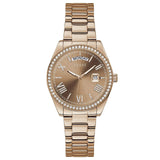 Guess Luna Diamonds Rose Gold Dial Rose Gold Steel Strap Watch for Women - GW0307L3