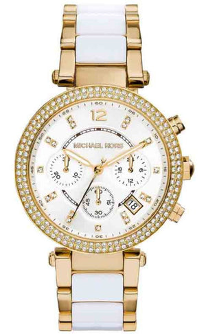 Michael Kors Parker White Dial Two Tone Steel Strap Watch for Women - MK6119