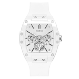 Guess Phoenix Multifunction White Dial White Rubber Strap Watch for Men - GW0203G2