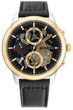 Tommy Hilfiger Henry Chronograph Black Dial Black Leather Strap Watch For Men - 1710474