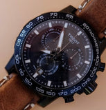 Tissot Supersport Chrono Black Dial Brown Leather Strap Watch for Men - T125.617.36.051.01