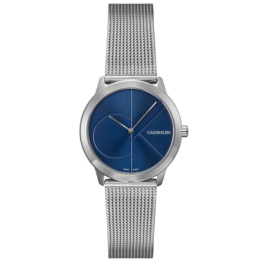 Calvin Klein Minimal Blue Dial Silver Mesh Bracelet Watch for Women - K3M2212N